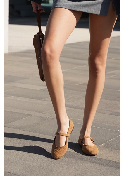 Kadın Desenli Bantlı Günlük Babet Afira Taba Süet fiyatları