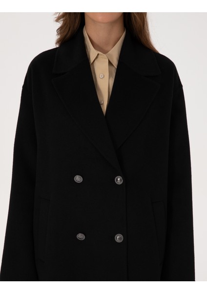 Kadın Siyah Kaşe Kaban 50308929-VR046