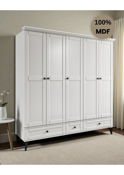 Silva 5 Kapaklı Çekmeceli Mdf Gardırop