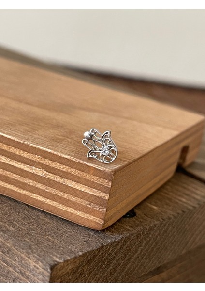 925 Ayar Gümüş Fatma Ana Eli Kıkırdak Helix Tragus Piercingi Gümüş Piercing fiyatları
