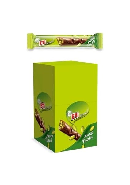 Eti Çikolata Antep Fıstıklı Sütlü Çikolata 17 G x 24 Adet modelleri