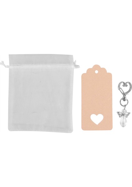 30 Adet Melek Anahtarlık Hatıra Düğün Hediyeleri Bebek Duşu Hediyeleri Etiketli Bağcıklı Şekerleme Çantası Seti (Yurt Dışından)