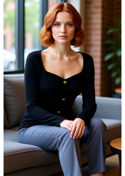 Kadın Kalp Yaka Düğmeli Büzgülü Kaşkorse Uzun Kollu Kaliteli Şık Rahat Modern Zarif Günlük fiyatları