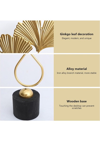 Ev Dekorasyonu Demir Altın Ginkgo Yaprağı Süsleri 2 Yaprak ve Taban Modern Basit Masa Heykeli (Yurt Dışından) fırsatları