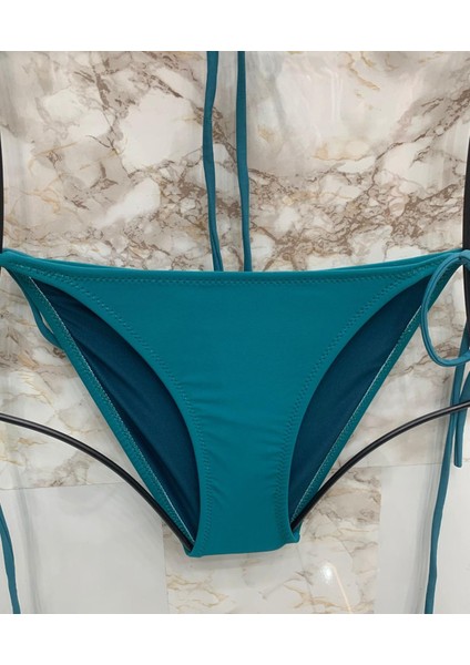 Kadın Likralı Yandan Boyundan Bağlamalı Şık Ipli Üçgen Bikini Takım modelleri