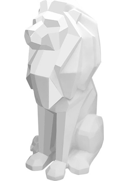 Aslan Heykeli Aslan Dekoru - Erkekler Için Hediyeler Geometrik Şık Heykel Aslan Heykelcik Dekorasyonu Oturma Odası Ofis Beyaz (Yurt Dışından)