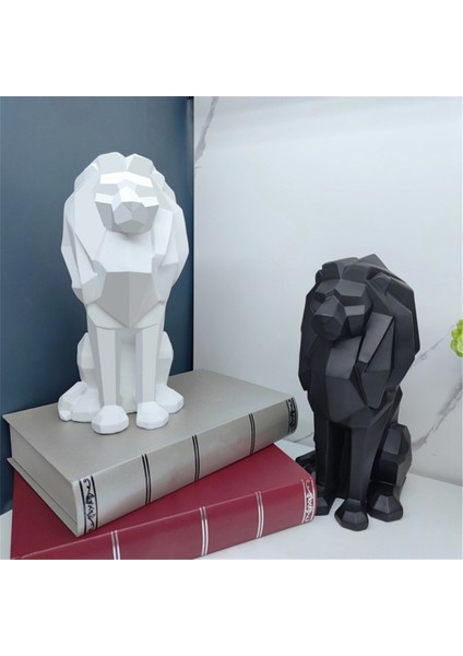 Aslan Heykeli Aslan Dekoru - Erkekler Için Hediyeler Geometrik Şık Heykel Aslan Heykelcik Dekorasyonu Oturma Odası Ofis Beyaz (Yurt Dışından) fiyatları