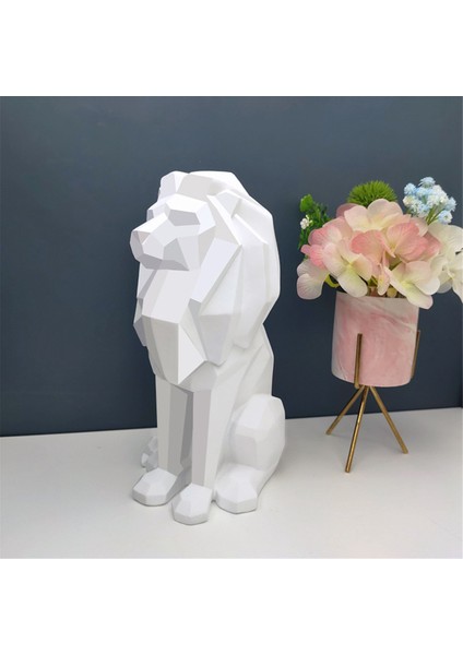 Aslan Heykeli Aslan Dekoru - Erkekler Için Hediyeler Geometrik Şık Heykel Aslan Heykelcik Dekorasyonu Oturma Odası Ofis Beyaz (Yurt Dışından) modelleri