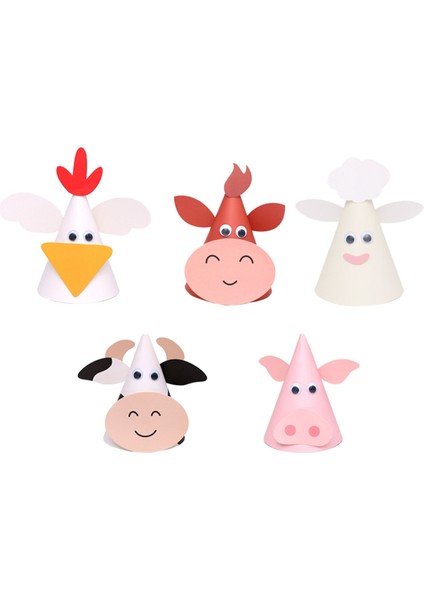 5 Adet Çocuk Doğum Günü Parti Şapkaları Zodyak Öküz Inek Koni Şapkalar Çiftlik Hayvanları Koni Şapkalar Çocuklar Için Fotoğraf Aksesuarları Bebek Duşu Malzemeleri (Yurt Dışından)