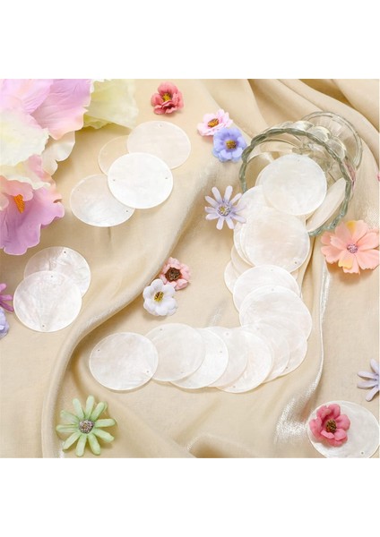 180 Adet Yuvarlak Doğal Kabuklar Capiz Deniz Kabukları 2 Inç Istiridye Kabukları 2 Delikli Deniz Kabuğu Diskleri ile El Sanatları Için (Yurt Dışından) fırsatları