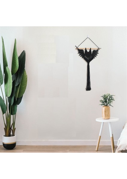 Cadılar Bayramı Yarasa Makrome Duvar Askısı Geometrik Sanat Dekoru El Yapımı Dokuma Gotik Süs Yatak Odası Siyah (Yurt Dışından) modelleri