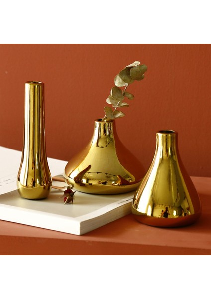 Iskandinav Ev Ofis Masaüstü Dekorasyon Lüks Vazolar Kaplama Altın Vazo Kurutulmuş Çiçek Vazo Seramik Vazo Modern Mini Vazo C (Yurt Dışından) fiyatları