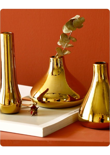 Iskandinav Ev Ofis Masaüstü Dekorasyon Lüks Vazolar Kaplama Altın Vazo Kurutulmuş Çiçek Vazo Seramik Vazo Modern Mini Vazo C (Yurt Dışından) fırsatları