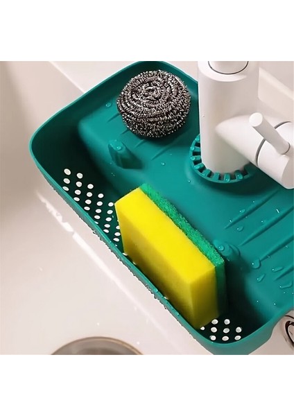 Ev Lavabo Drenaj Rafı Musluk Sıçrama Geçirmez Drenaj Rafı Pedi Sünger Bez Çelik Yünü Alet Saklama Kutusu, A (Yurt Dışından) modelleri