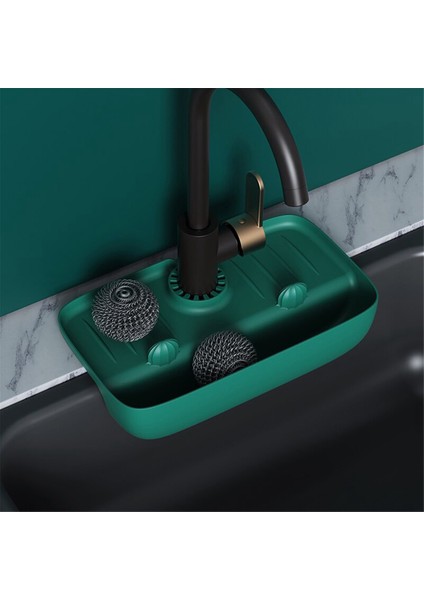 Ev Lavabo Drenaj Rafı Musluk Sıçrama Geçirmez Drenaj Rafı Pedi Sünger Bez Çelik Yünü Alet Saklama Kutusu, A (Yurt Dışından) fırsatları