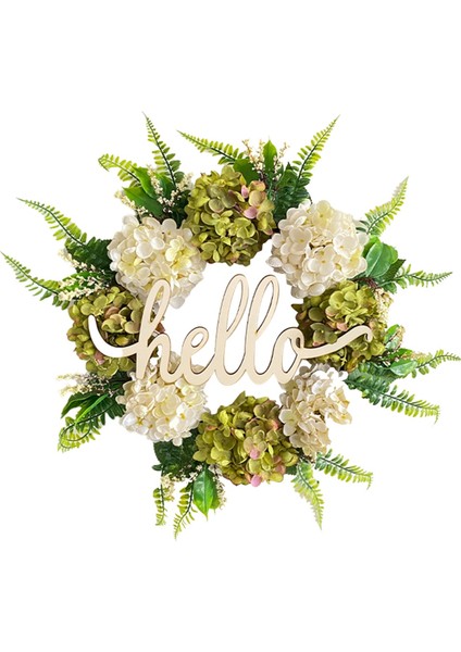 El Yapımı Ortanca Çelengi Yeşil Beyaz Yapay Ilkbahar Yaz Çiftlik Evi Çiçek Çelengi Ön Kapı Için (Yurt Dışından)