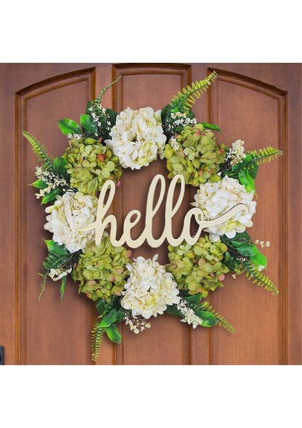 El Yapımı Ortanca Çelengi Yeşil Beyaz Yapay Ilkbahar Yaz Çiftlik Evi Çiçek Çelengi Ön Kapı Için (Yurt Dışından) modelleri