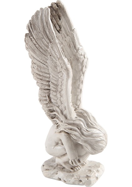 Beyaz Melekler Reçine Melek Heykeli Figürü, Sevimli Melek Heykeli Anıt Heykeli Iç Mekan Ev Dekorasyonu, Kanat Beyaz-S (Yurt Dışından)