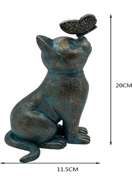 Kedi ve Kelebek Merak Bahçe Heykeli, Merak Kedi Kelebek Bahçe Heykeli Dekor Kedi Heykeli Hayvan Figürleri (Yurt Dışından) fiyatları