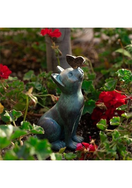 Kedi ve Kelebek Merak Bahçe Heykeli, Merak Kedi Kelebek Bahçe Heykeli Dekor Kedi Heykeli Hayvan Figürleri (Yurt Dışından) modelleri