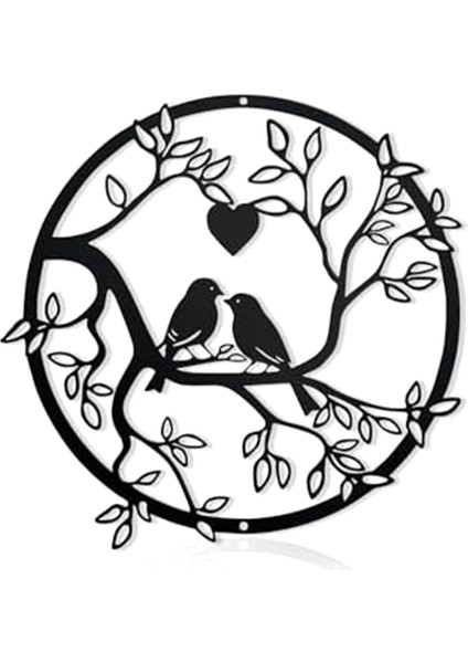 Metal Kuş Duvar Dekoru Dal Metal Duvar Sanatı Dekoru Şık Kuşlar Metal Duvar Sanatı Asılı Dekor Aile Siyah Kuş Dekoru (Yurt Dışından)