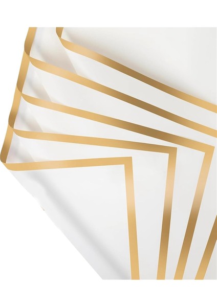 20 Yaprak Çiçek Paketleme Kağıdı 22,8X22,8 Inç, Su Geçirmez Çiçek Buketi Paketleme Kağıdı Altın Kenarlı Buket Malzemeleri (Yurt Dışından)