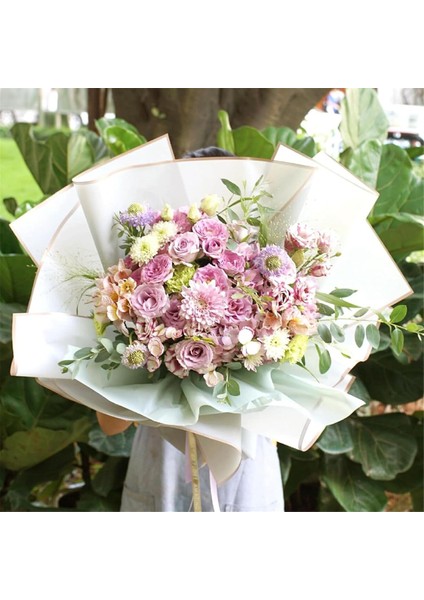 20 Yaprak Çiçek Paketleme Kağıdı 22,8X22,8 Inç, Su Geçirmez Çiçek Buketi Paketleme Kağıdı Altın Kenarlı Buket Malzemeleri (Yurt Dışından) modelleri