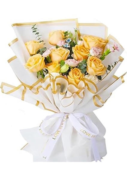 20 Yaprak Çiçek Paketleme Kağıdı 22,8X22,8 Inç, Su Geçirmez Çiçek Buketi Paketleme Kağıdı Altın Kenarlı Buket Malzemeleri (Yurt Dışından) fırsatları