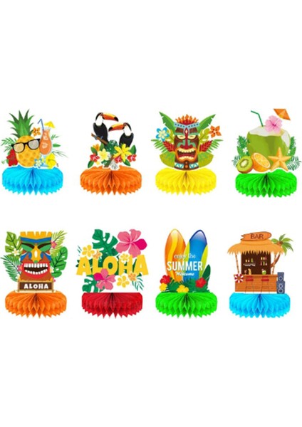 8 Adet Luau Toplantı Dekorasyonları Petek Orta Parçaları, Hawaii Toplantı Dekorasyonları Luau Masa Orta Parçaları (Yurt Dışından)