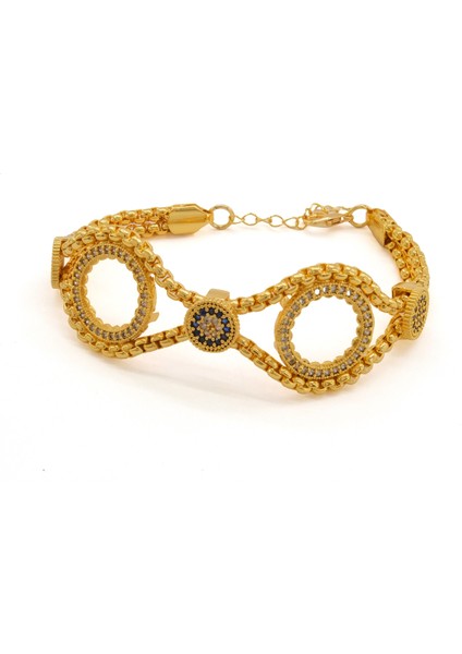 İki Çeyrekli Çerçeve Bileklik Çelik Altın Kaplama BLK-1065