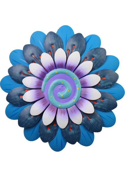 Mavi Açık Hava Metal Çiçek Duvar Sanatı Bahçe Dekoru Sevimli Çiçek Süslemeleri Dış Veranda Çim Için Asılı (Yurt Dışından)