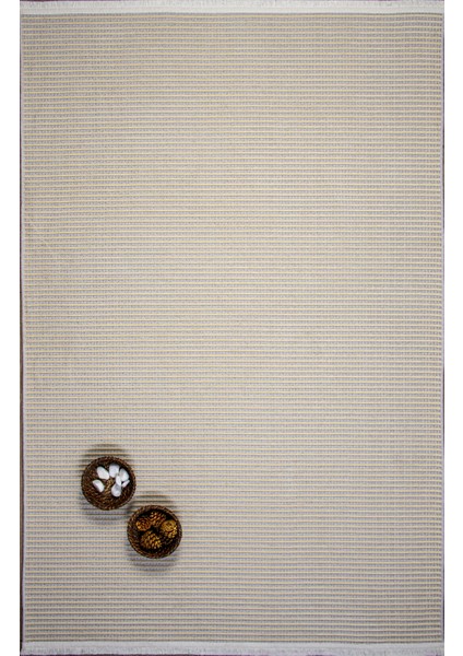 Beyaz Krem Şönil Kilim Salon Oturma Çocuk Odası Hasır Yıkanabilir Yolluk Kaymaz Taban Halı indirimleri