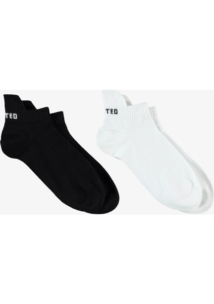 Unıted4 Unisex Siyah/beyaz 2'li Çorap