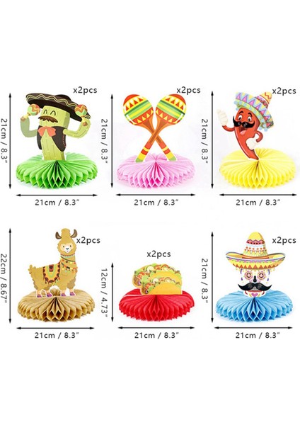 12 Adet Meksika Fiesta Petek Masa Orta Parçası Kaktüs Eşek Maraca Sombrero Gitar Masa Örtüsü Orta Parçalar Dekor (Yurt Dışından) modelleri