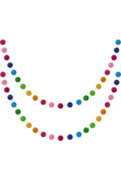 Top Çelengi Renkli Ponpon Çelengi El Yapımı 28 Top Keçe Top Çelenkleri Duvar Noel Ağacı Dekorasyonu Için (2 Set) (Yurt Dışından)