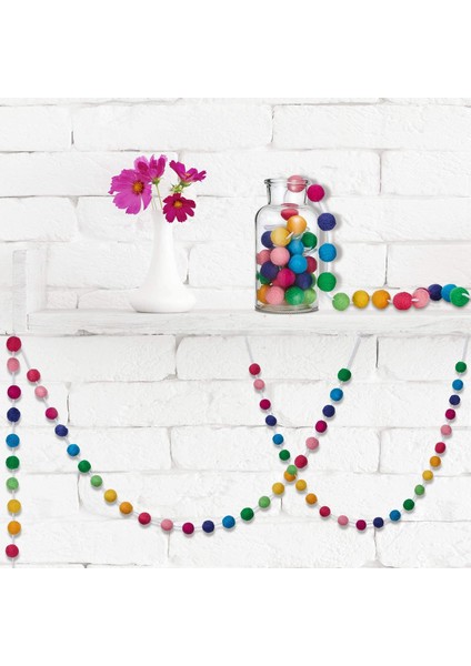 Top Çelengi Renkli Ponpon Çelengi El Yapımı 28 Top Keçe Top Çelenkleri Duvar Noel Ağacı Dekorasyonu Için (2 Set) (Yurt Dışından) fırsatları