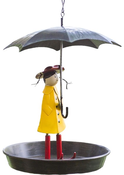 Kızlar Için Şemsiye Kuş Istasyonu ile Kuş Yemliği Metal Askılı Zincir ve Kancalı Yemlik Vahşi Bahçe Kuşları Için Antik (Yurt Dışından)