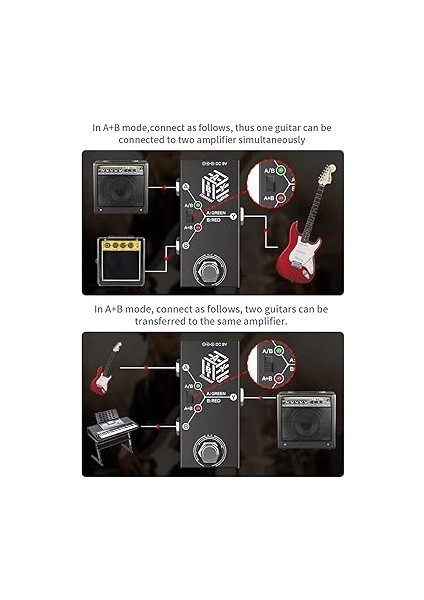 Gitar Pedalları Aby Kutusu Hat Seçici Ab Anahtarı Mini Gitar Efekt Pedalı Çift Yönlü Iletim Metal Muhafaza Kaymaz Destek A/b Veya A ve B Modları indirimleri