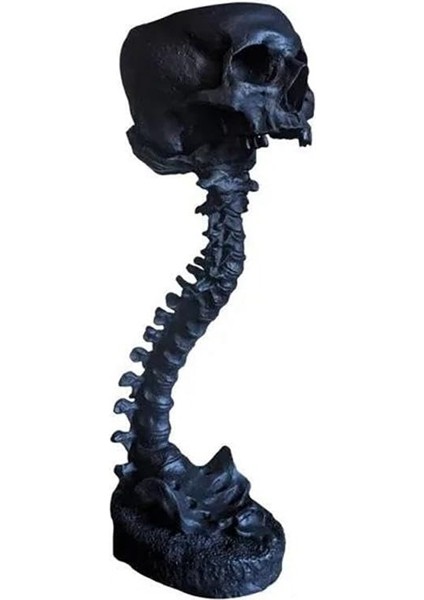 Reçine Kafatası Saksı ve Omurga Standı Seti, Poli Reçine Kafatasları Saksı, Cadılar Bayramı Dekorasyonu Retro Insan Kafatası Başı Çiçek, Siyah (Yurt Dışından)