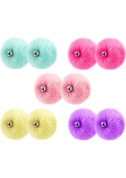 10 Adet Jingle Bells'li Paten Ponponları - 3.1 Inç Bağlamalı Paten Ponponları Tüylü (5 Renk) (Yurt Dışından)