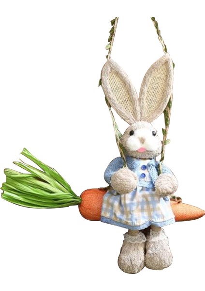 Paskalya Hasır Tavşanı Heykelciği, Havuç Salıncağında Hasır Tavşan, Paskalya Tatil Evi Dekoru Için Tavşan Heykeli Askılı Süsü (Yurt Dışından)