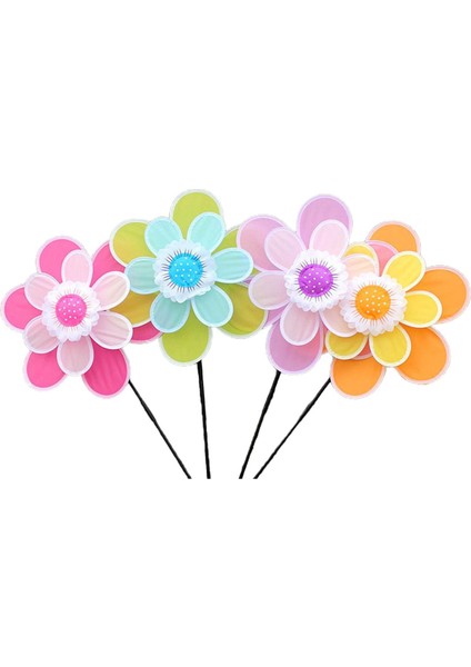 Çim Dekorasyonu Rüzgar Döndürücü Çift Katmanlı Pinwheels Kazıklı Göz Alıcı Bahçe Çocukları Açık Hava Aktiviteleri Için C (Yurt Dışından)