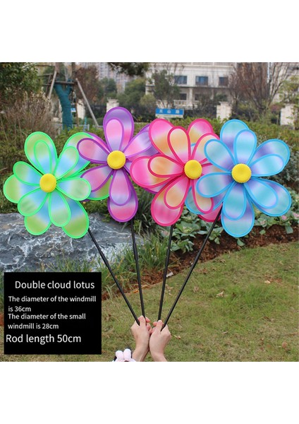 Çim Dekorasyonu Rüzgar Döndürücü Çift Katmanlı Pinwheels Kazıklı Göz Alıcı Bahçe Çocukları Açık Hava Aktiviteleri Için C (Yurt Dışından) modelleri