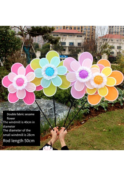 Çim Dekorasyonu Rüzgar Döndürücü Çift Katmanlı Pinwheels Kazıklı Göz Alıcı Bahçe Çocukları Açık Hava Aktiviteleri Için C (Yurt Dışından) fırsatları