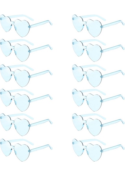 Kadınlar Için 12 Adet Kalp Şeklinde Güneş Gözlüğü Çerçevesiz Kadın Renkli Parti Güneş Gözlüğü Doğum Günü Düğün Bekarlığa Veda Partisi Ikramlığı, B (Yurt Dışından)
