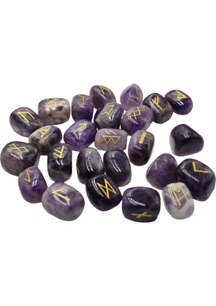 25 Adet Doğal Ametist Rün Taşı Düzensiz Kehanet Agat Rünü Hediye Dekorasyon Mor (Yurt Dışından)