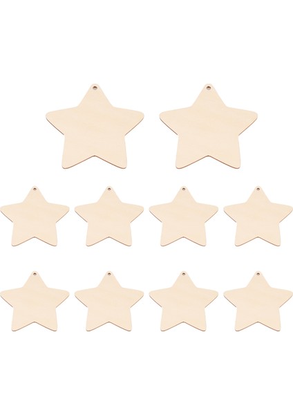 10 x Ahşap Yıldız Şekilleri, Delikli Düz Ahşap El Sanatları Etiketleri (10CM) (Yurt Dışından)