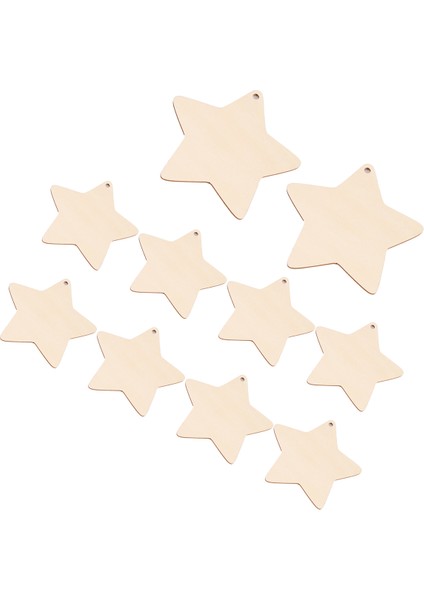 10 x Ahşap Yıldız Şekilleri, Delikli Düz Ahşap El Sanatları Etiketleri (10CM) (Yurt Dışından) fiyatları
