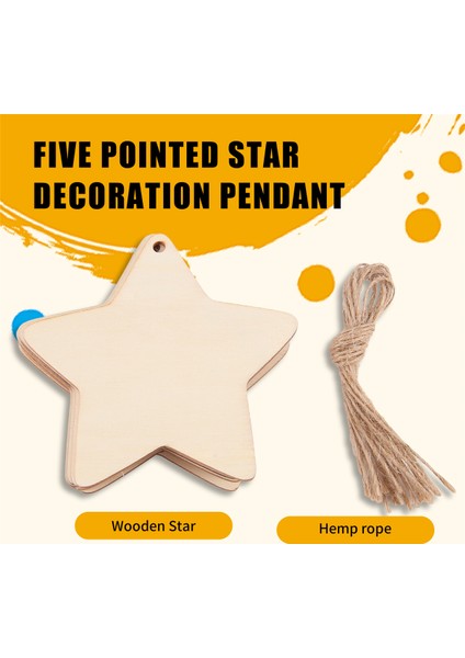 10 x Ahşap Yıldız Şekilleri, Delikli Düz Ahşap El Sanatları Etiketleri (10CM) (Yurt Dışından) fırsatları