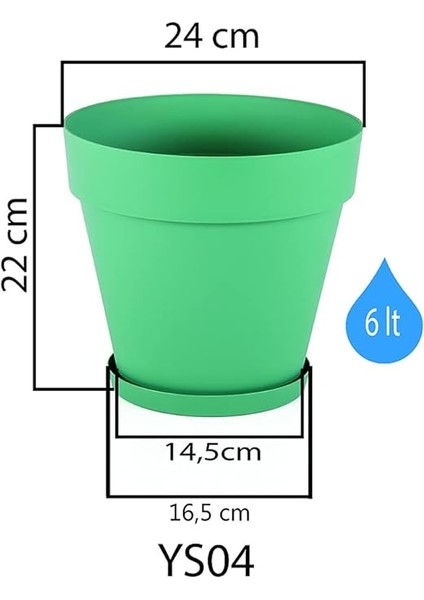 YS04 Yalı Saksı Drenaj Aparatlı Tabaklı Dekoratif Saksı 24CM, 6 Litre Antrasit fiyatları